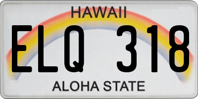 HI license plate ELQ318
