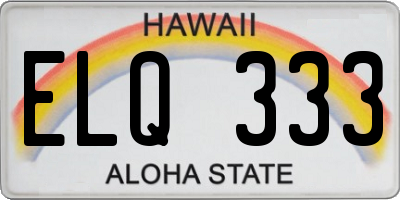 HI license plate ELQ333