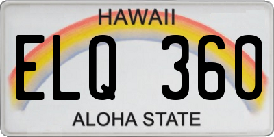 HI license plate ELQ360
