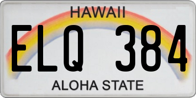 HI license plate ELQ384