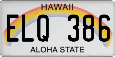 HI license plate ELQ386