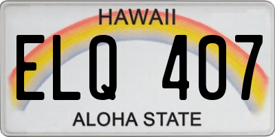 HI license plate ELQ407