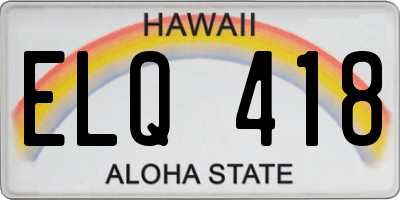 HI license plate ELQ418
