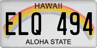 HI license plate ELQ494