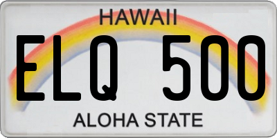 HI license plate ELQ500