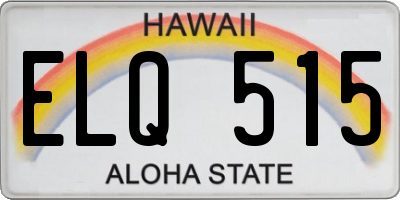 HI license plate ELQ515