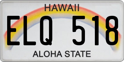 HI license plate ELQ518
