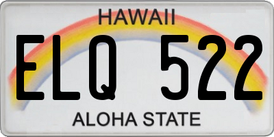 HI license plate ELQ522