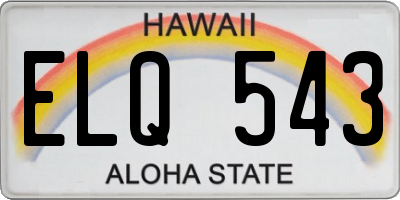 HI license plate ELQ543