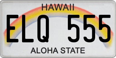HI license plate ELQ555