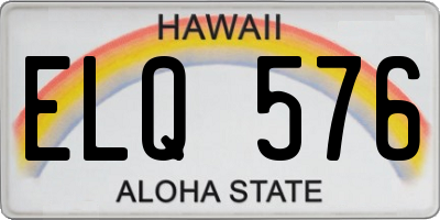 HI license plate ELQ576