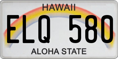 HI license plate ELQ580