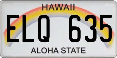 HI license plate ELQ635