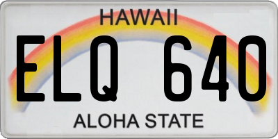 HI license plate ELQ640