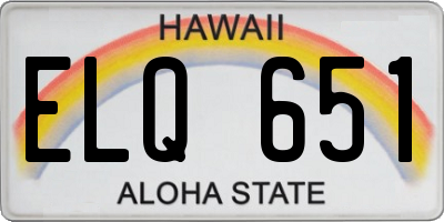 HI license plate ELQ651