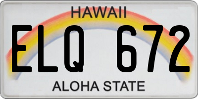 HI license plate ELQ672