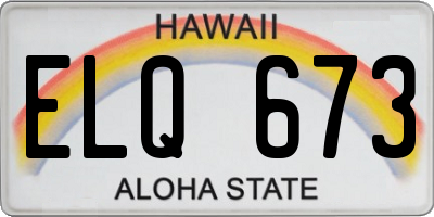 HI license plate ELQ673