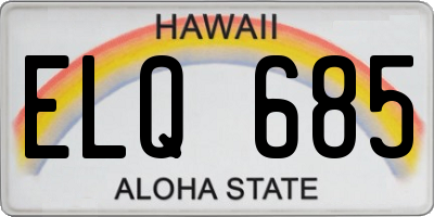 HI license plate ELQ685