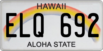 HI license plate ELQ692