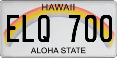 HI license plate ELQ700