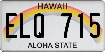 HI license plate ELQ715