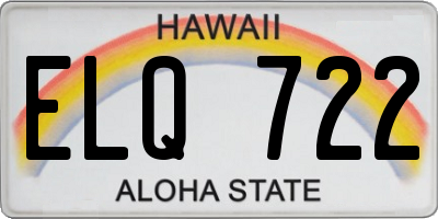 HI license plate ELQ722
