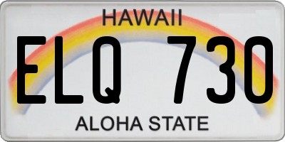 HI license plate ELQ730