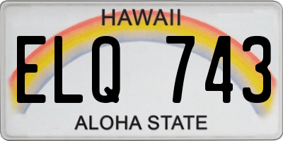 HI license plate ELQ743