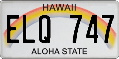 HI license plate ELQ747
