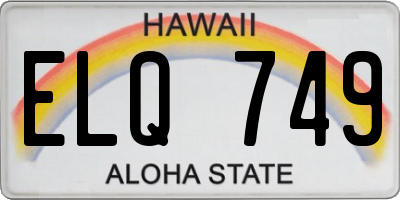 HI license plate ELQ749