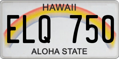 HI license plate ELQ750