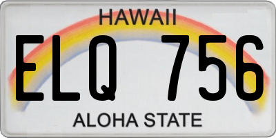 HI license plate ELQ756