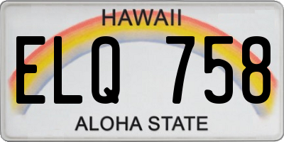 HI license plate ELQ758