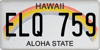 HI license plate ELQ759