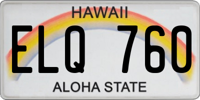 HI license plate ELQ760