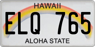HI license plate ELQ765