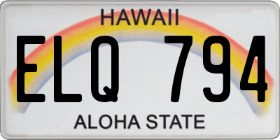 HI license plate ELQ794