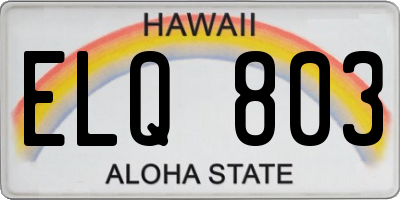 HI license plate ELQ803
