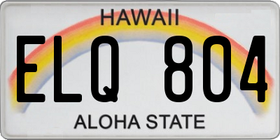 HI license plate ELQ804