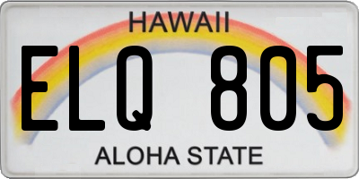 HI license plate ELQ805