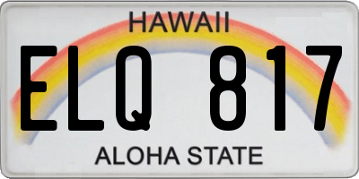 HI license plate ELQ817