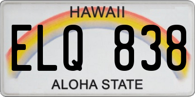 HI license plate ELQ838