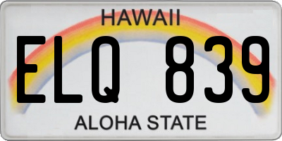 HI license plate ELQ839