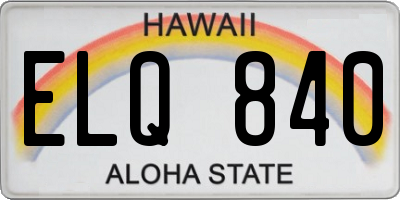 HI license plate ELQ840