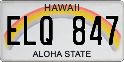 HI license plate ELQ847