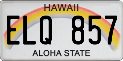 HI license plate ELQ857