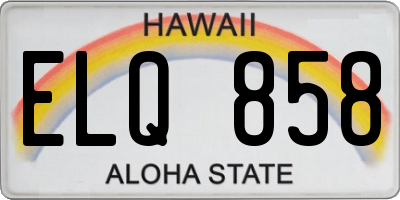 HI license plate ELQ858