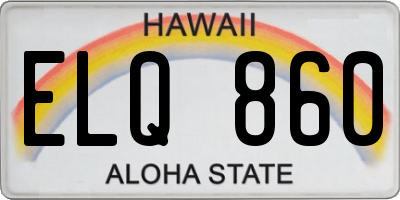 HI license plate ELQ860