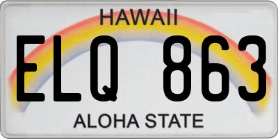 HI license plate ELQ863