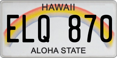 HI license plate ELQ870